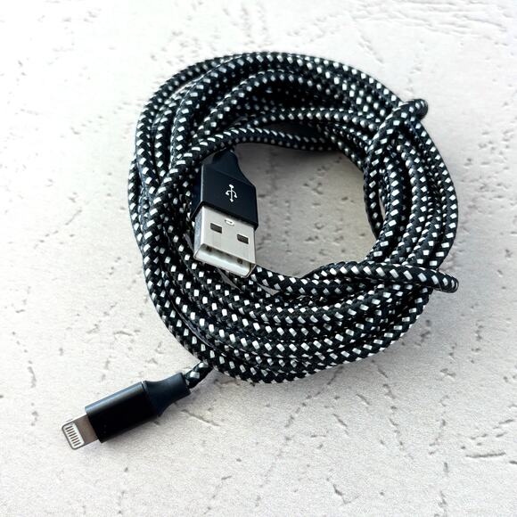 USBA to Lightning Charging Cable - Braided - MFi Certified- 9FT - Black White - Picture 1 of 1